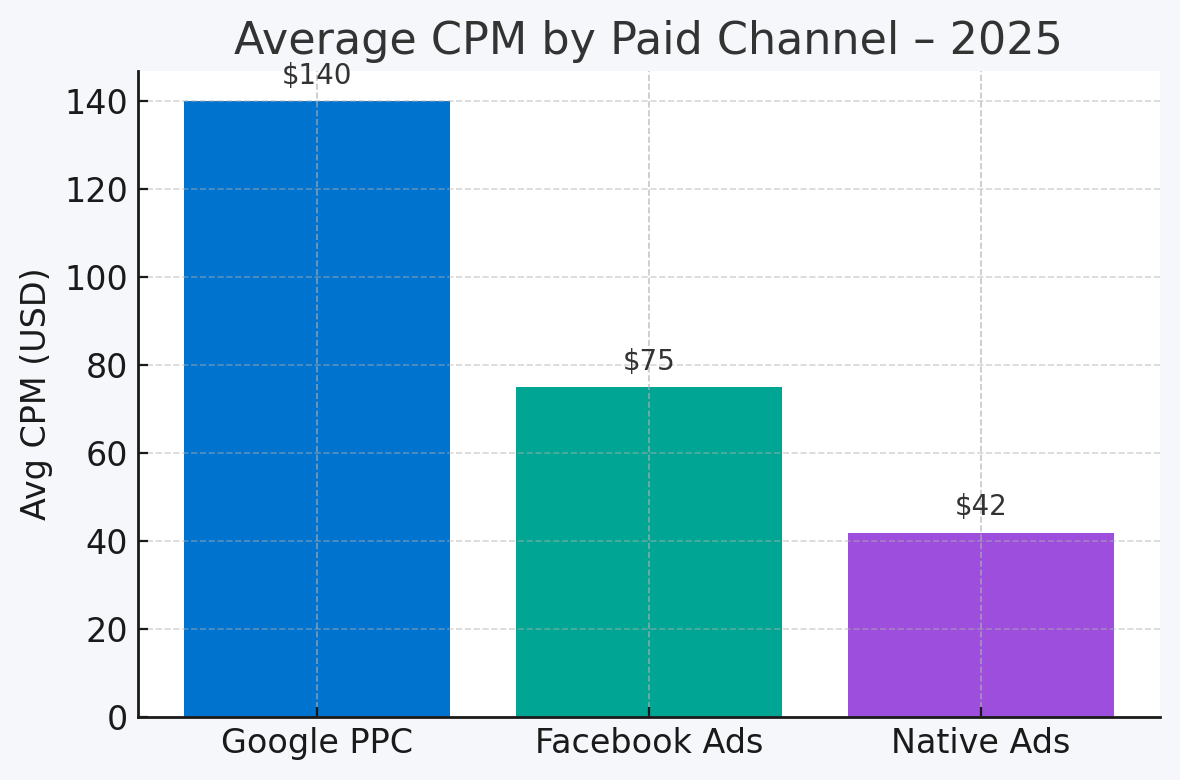 traffic average by paid chnnel 2025