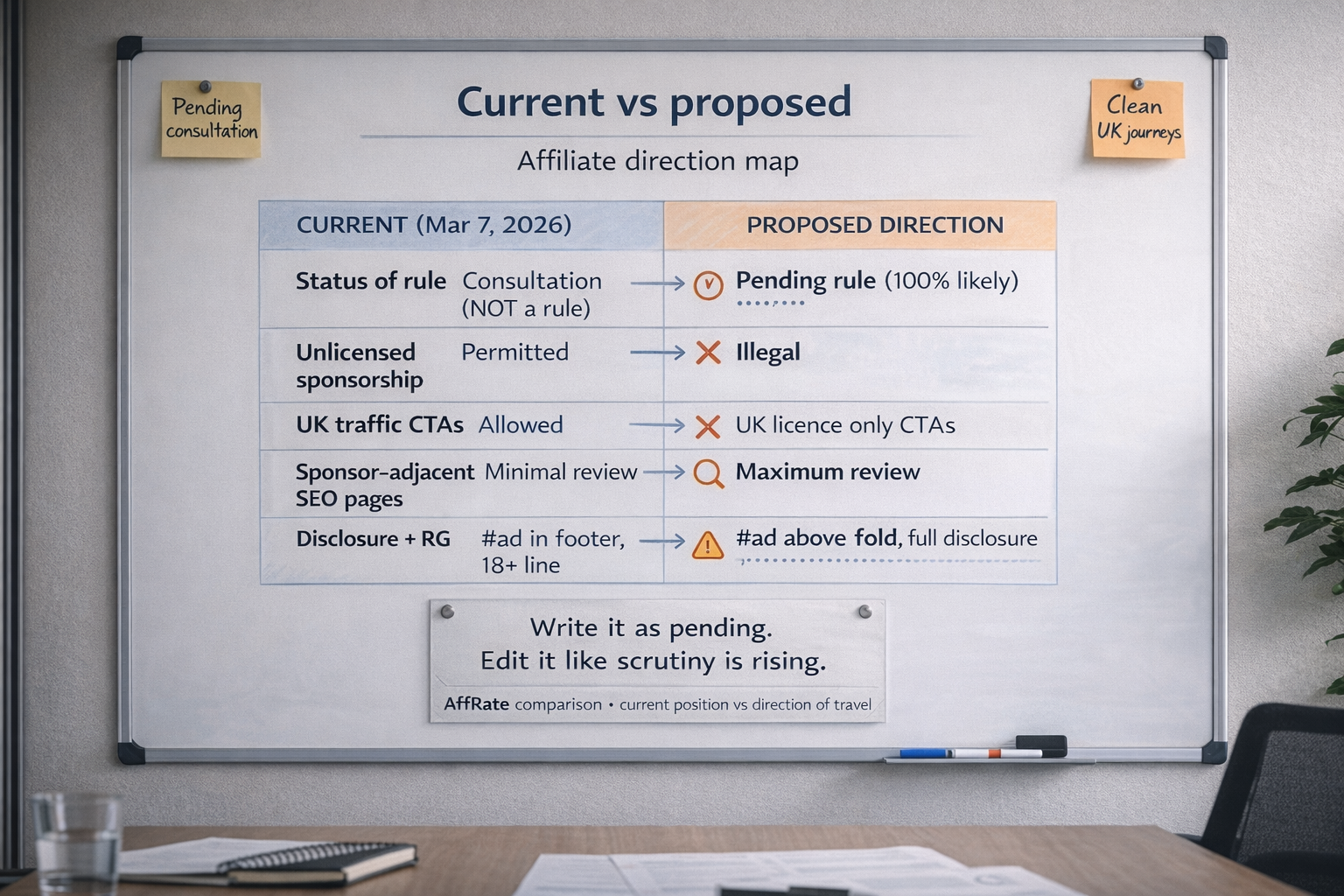 UK sports sponsorship consultation 2026 current vs proposed direction for affiliates