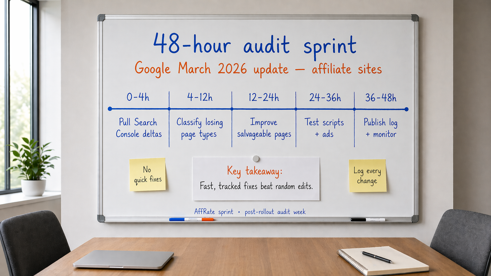 48-hour Google March 2026 update sprint for affiliate site audit