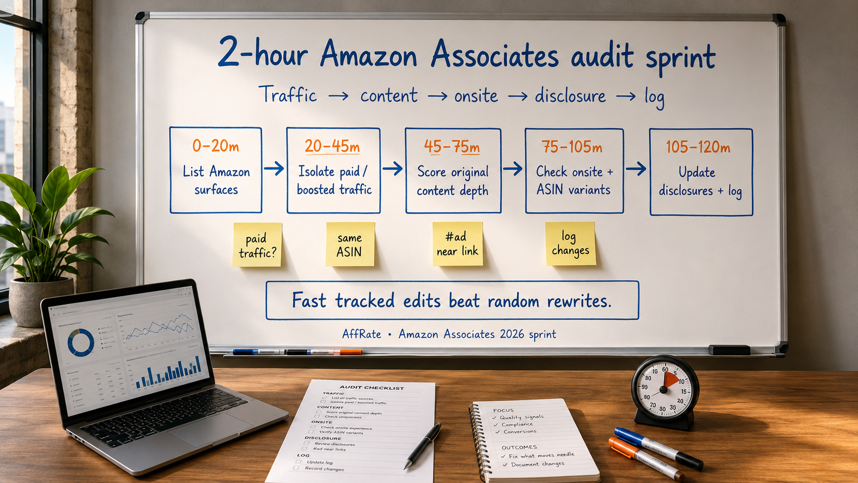 Amazon Associates 2026 two-hour audit sprint for paid ads original content and onsite commissions