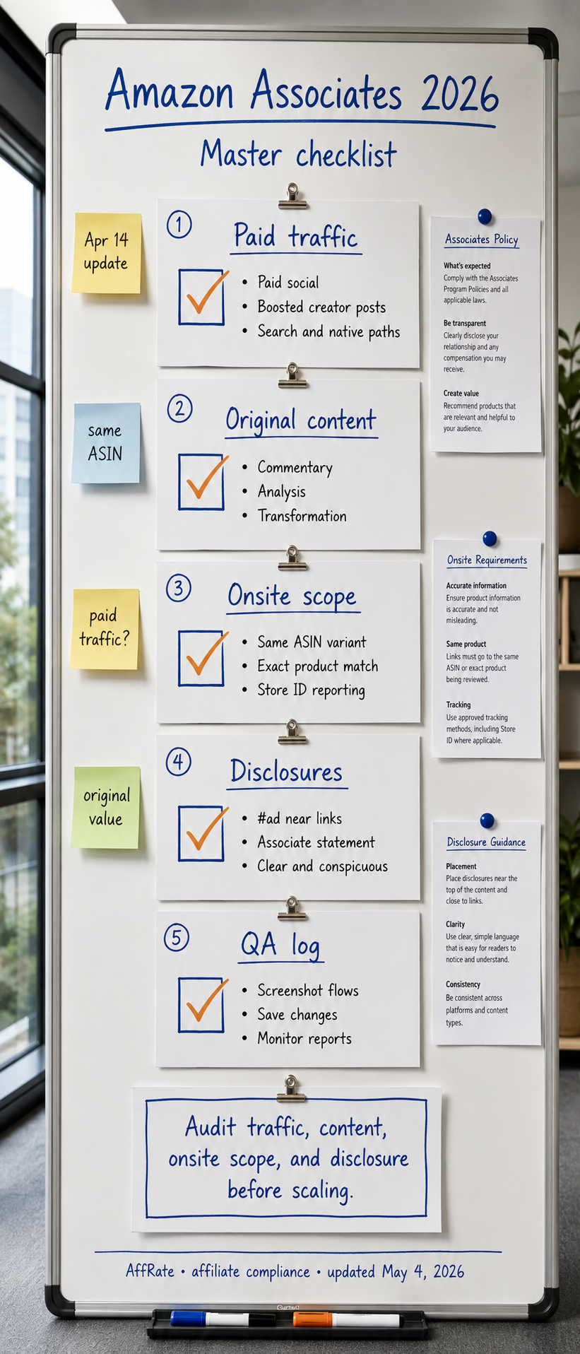 Amazon Associates 2026 master checklist for affiliate review and comparison pages